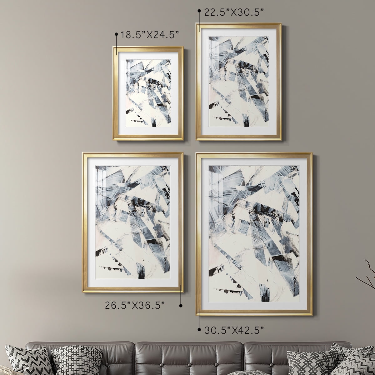 Wexford Home Fractured Ice I Premium Framed Print, 30.5" x 42.5" - Ready to Hang, Gold (Set of 2)