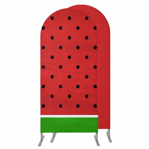 5FT Arch Backdrop Covers, Watermelon Wedding Arch Cover Stretchy, Black Polka Dots Green Summer Fruits Chiara Arches Backdrop Stand Covers for Birthday Baby Shower Party Banquet Decor