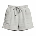 thumbnail image 4 of Sokhug Women's Drawstring Elastic Waist Crinkle Gauze Shorts Casual Loose Rolled Hem Summer Beach Shorts with Side Pockets, 4 of 7