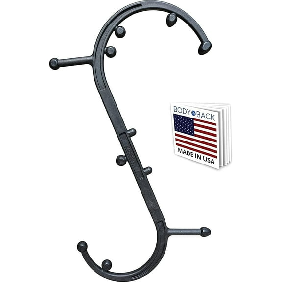 Body Back Buddy Classic Handheld Manual Massage Cane USA Made-Full Body Pressure & Trigger point massage tool for Deep Tissue Pain Relief -Dual Massage Hooks for Back, Shoulder, Neck (2.0 Black)