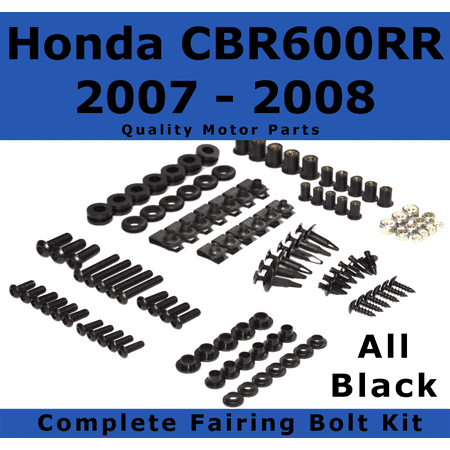 Complete Black Fairing Bolt Kit for Honda CBR600RR 2007 - 2008 body screws fasteners