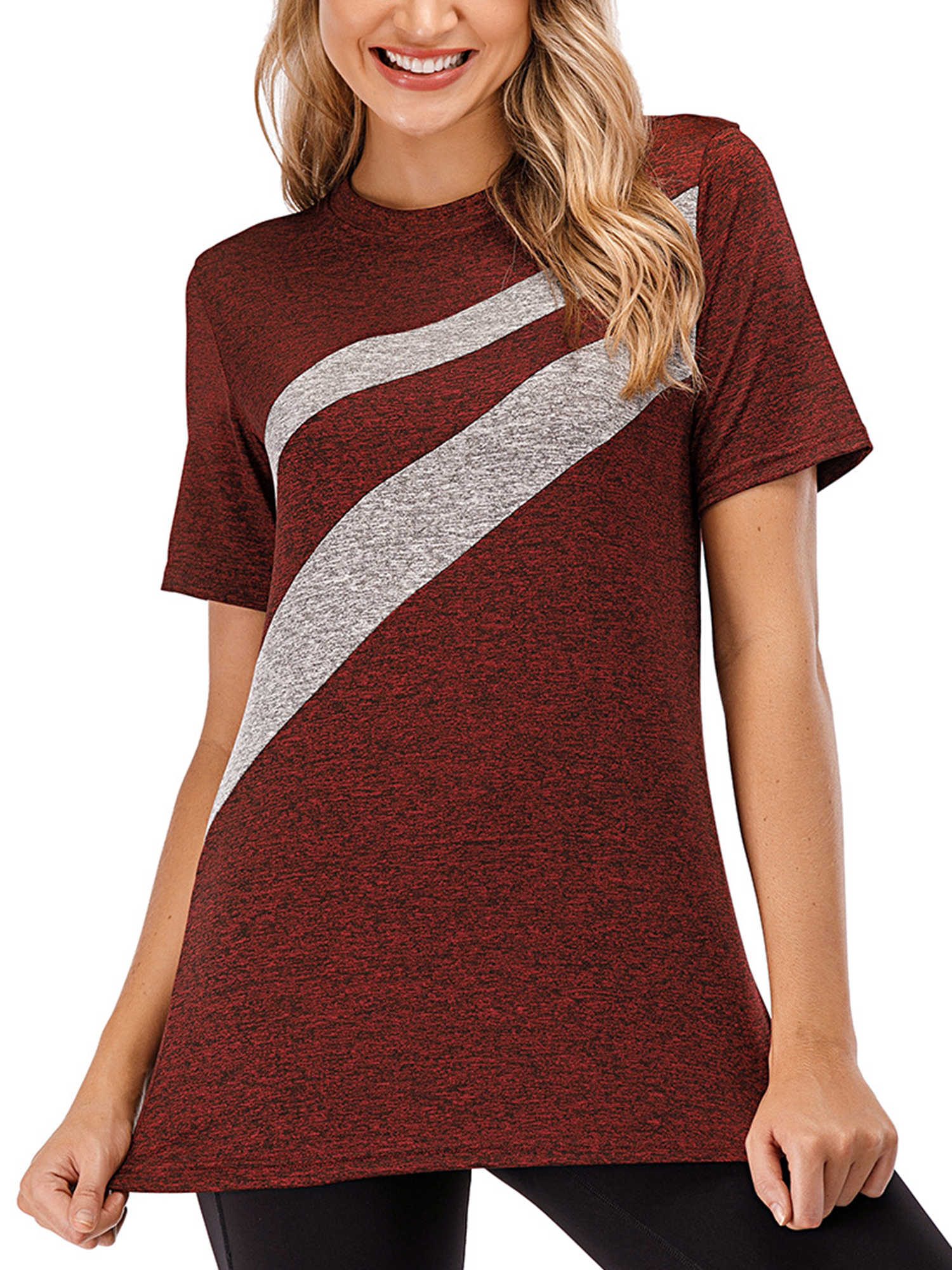 Beiwei Women Soft Quick Dry Blouse Short Sleeve Regular Fit Tee Ladies