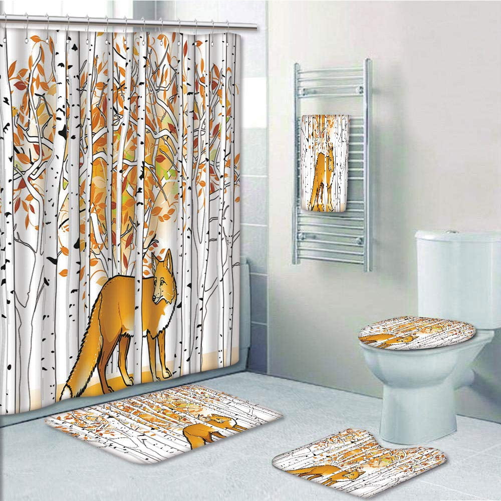 PRTAU Fox Hunting in Autumn Forest Birch Trees Rustic Wilderness Animal