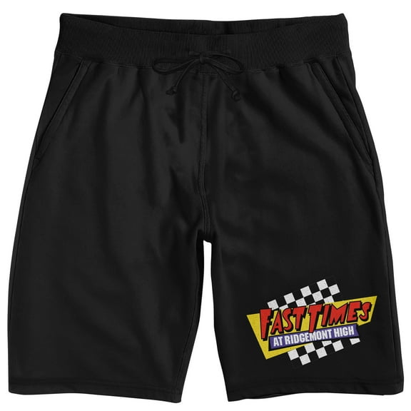 Fast Times At Ridgemont High Checkered Logo Men's Black Sleep Pajama Shorts-Large