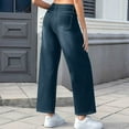 thumbnail image 4 of yardsong Women's Sherpa Lined Straight Leg Jeans High Waisted Stretchy Fleece Winter Warm Casual Denim Pants with Pockets Blue,M, 4 of 8