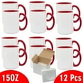 thumbnail image 2 of Mugsie 12 Pcs 15OZ El Grande Red Inside & Handle Sublimation Mugs With Foam Support Boxes, 2 of 2