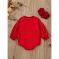 thumbnail image 4 of Elippeo Baby Girls Christmas Romper Set 6M 12M 18M 24M  Long Sleeve Crew Neck Letters Print Bodysuit + Headband, 4 of 10