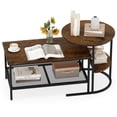 thumbnail image 2 of Costway Industrial Coffee Table Set of 2.2-Tier Side Table with Storage Shelves&Metal Frame Rustic Brown & Black, 2 of 6