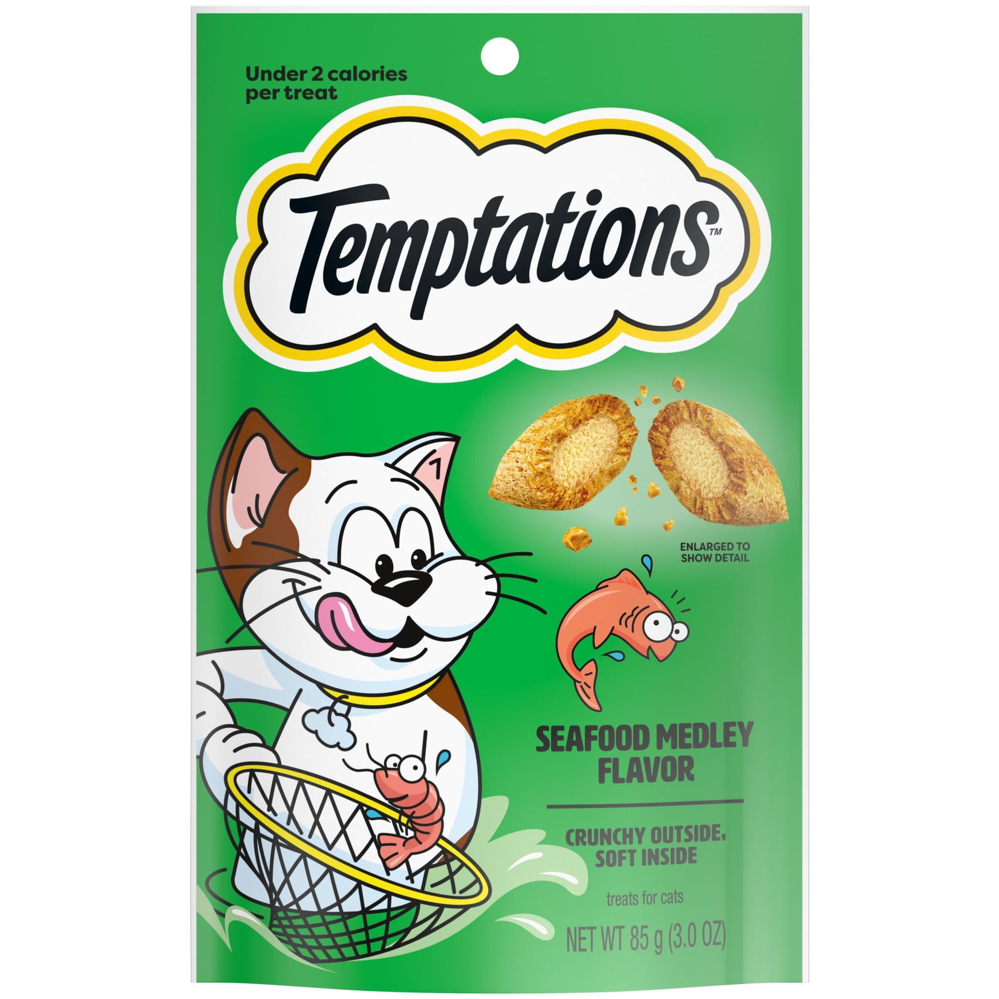 Temptations Classic Seafood Medley Flavor Crunchy And Soft Treats For Cats, 3 Oz Pouch