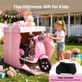 thumbnail image 4 of Track Seven 24V Kids Electric Motorcycle, 250W Brushless Motor Ride-on Scooter Moped for Boys Girls Ages 8+, 12" Pneumatic Tires, Bluetooth, Max 10 Mph, Bonus Storage Cover, Pink, 4 of 10