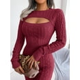 thumbnail image 6 of Autumn And Winter Women's Sexy Hollow Twist Waistband Hip Skirt Sweater Dress, 6 of 8