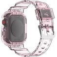 thumbnail image 4 of Worryfree Gadgets  iWatch Band with Protective Bumper Case for  iWatch Series 8 7 6 5 4 SE - 44mm/45mm - Transparent Pink, 4 of 14