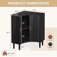 thumbnail image 5 of Jableast Fluted Corner Cabinet, Wood Corner Storage Cabinet with 2-Sliding Doors, Wooden Freestanding Narrow Storage Organizer for Small Space, Living Room, Dining Room, Bathroom, Black, 5 of 10