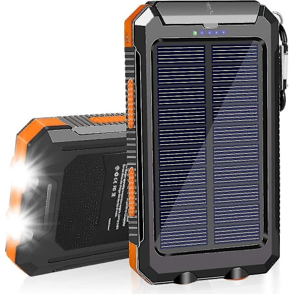 2024, Solar Charger 20000mAh Waterproof Portable Charger with Dual 5V USB Ports/LED