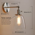 thumbnail image 3 of Lámpara de pared ajustable, lámpara de cristal con pantalla de campana, lámpara de pared Industrial Retro, iluminación Retro plateada, 3 of 5