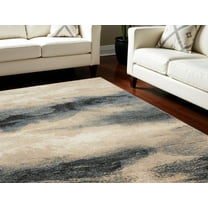 7' X 10' Gray Black and Beige Abstract Non Skid Area Rug
