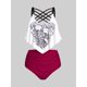 thumbnail image 1 of Tankini de Talla Grande con Volantes con Estampado de Esqueleto Rosegal Leggings de talla grande, 1 of 5