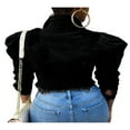 thumbnail image 2 of QJUHUNG Women‘s Ripped Denim Jacket Long Puff Sleeve Cropped Jean Coat  Distressed Button Down Jacket Streetwear, 2 of 4