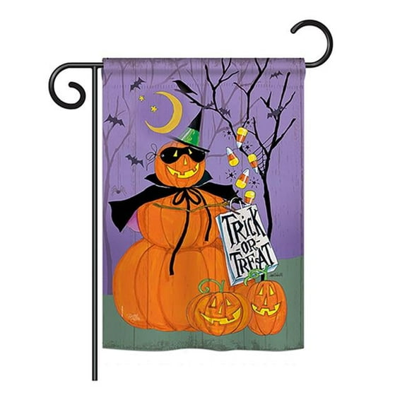 Breeze Decor BD-HO-G-112084-IP-BO-DS02-US 13 x 18.5 in. Seasonal Halloween Impressions Decorative Vertical Garden Flag - Happy Pumpkin Trio Fall
