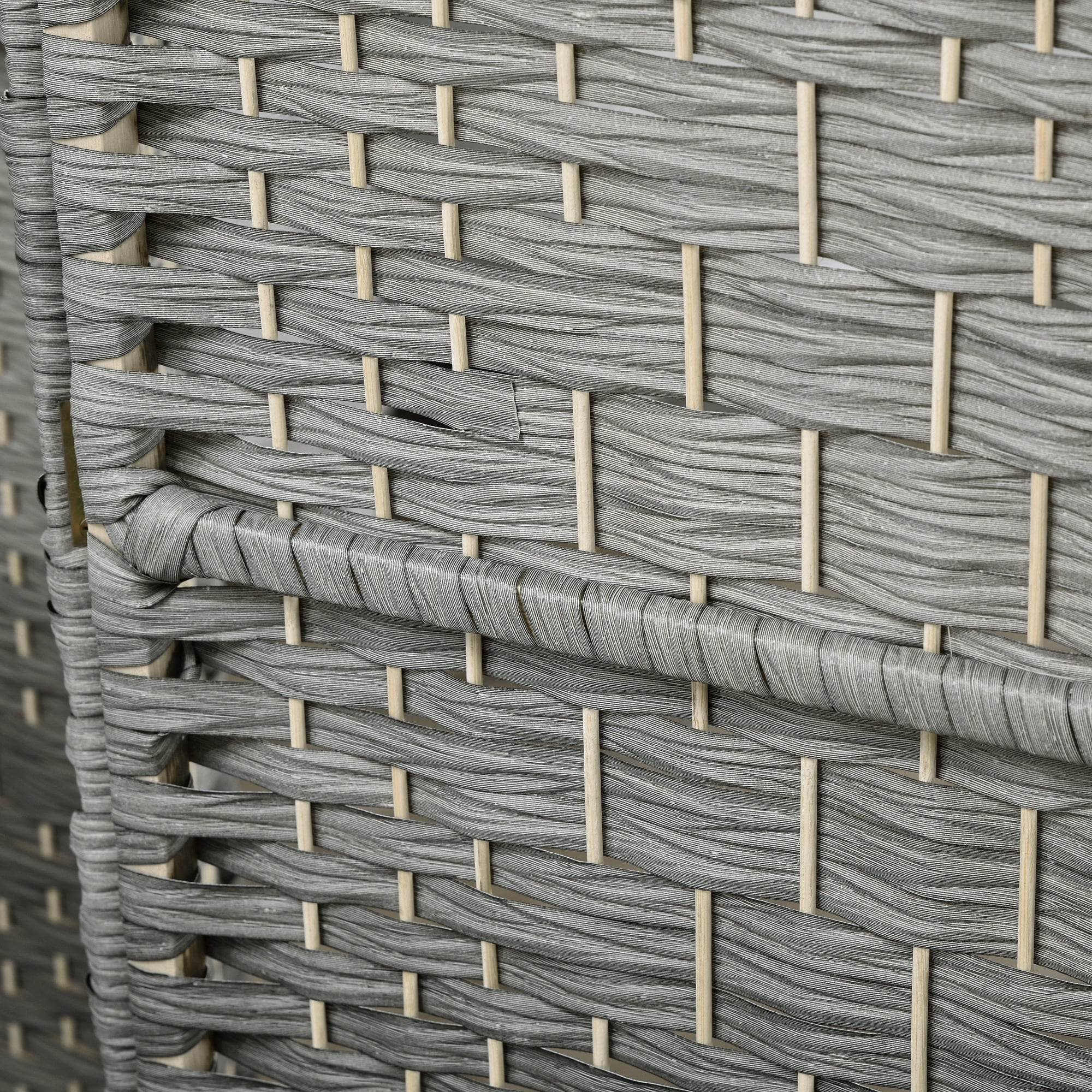 HOMCOM 3 Panel Room Divider Hand-Woven Freestanding Partition, Mixed Gray