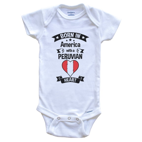 Born In America With A Peruvian Heart Baby Bodysuit