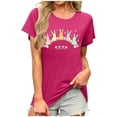 thumbnail image 2 of Odbmxy Summer Womens Tee Shirts Short Sleeve Easter Women's Tops Graphic Loose Casual Holiday Pink Pullover Tops, 2 of 6