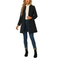 thumbnail image 2 of Unique Bargains Women's Elegant Winter Overcoat V Neck Single Breasted Coats L Black, 2 of 6
