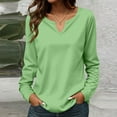 thumbnail image 2 of Womens Tops Spring Long Sleeve Tunic Top V Neck Casual Elegant Blouses Cotton Blend Fabric Lightweight Breathable Wrinkle-Resistant 2Xl Sweaters For Women, 2 of 6