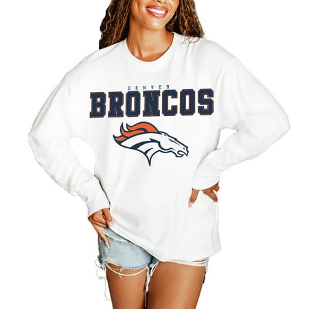 Women's Gameday Couture White Denver Broncos Big Goals Oversized Long Sleeve T-Shirt