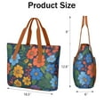 thumbnail image 3 of Tote Bag for Women - Pioneer Flower Shoulder Bag - Large Utility Work Duffle Bag with Zipper Handbag for Travel, Work, Sprots, 3 of 5
