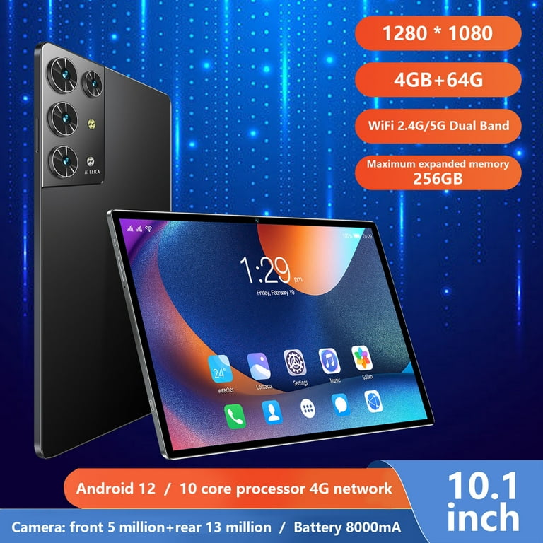COFEST Tablets,10.1-Inch Android 12 Tablet Pc Ips Hd Ultra-Thin Screen  Bluetooth Wifi（5G/2.4G）Tablet Computer 4+64G Support 256G Memory Card Dual  Sim Hd Voice Black B 