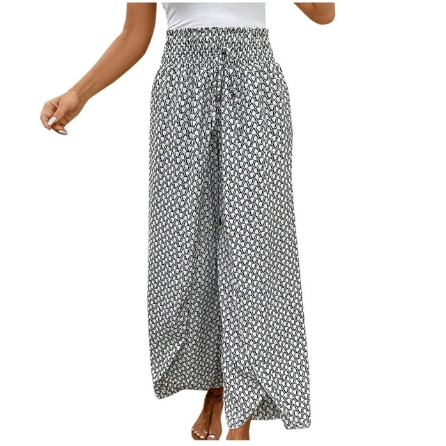 Women'S Fashion Micro Elastic Wide Leg Versatile Flower Pants