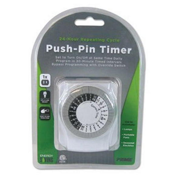 Prime Fil et Câble PMWTNI2412 Extension 24H Minuterie à Goupille Électromagnétique - Blanc