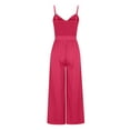 thumbnail image 6 of Usmixi Womens Jumpsuits Evening Party Sexy Cut-out Tie Front Pocket Spaghetti Strap Long Jumpsuits Trendy Solid V-Neck Sleeveless Maxi Summer Rompers Hot Pink s, 6 of 7