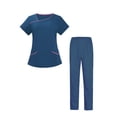 thumbnail image 4 of Conjunto de uniformes s para mujer Conjunto de uniforme Jogger Pantalones s Elásticos Multibolsillos Talla L Azul Claro jinwen traje de trabajo de enfermera, 4 of 8