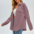 thumbnail image 5 of AherBiu Womens Jacket Shacket Button down Shirts Lapel V Neck Long Sleeve Tops Fall Casual Loose Outwear, 5 of 6