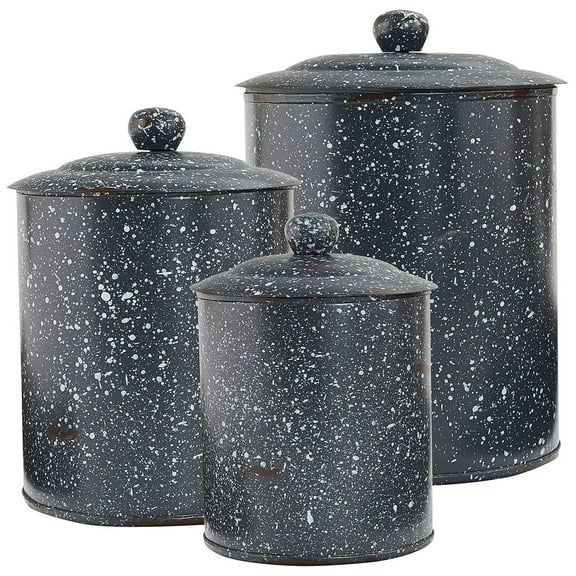 CintBllTer Granite Enamelware Canisters Set Gray