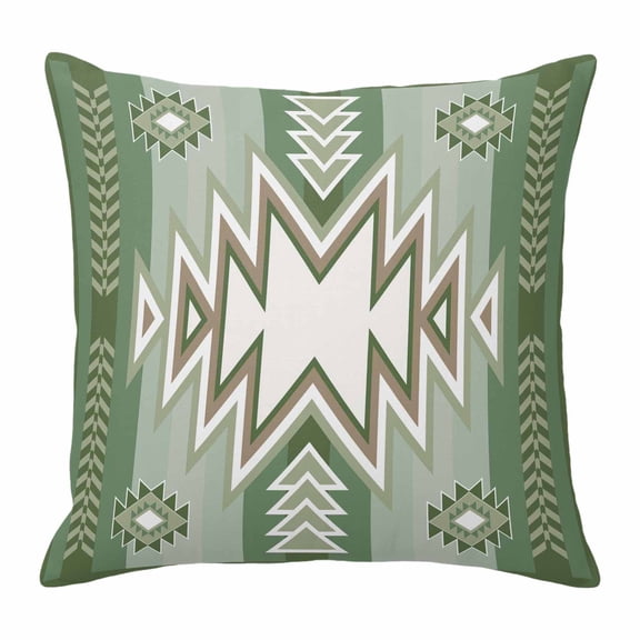 Pillow Covers 18x18 Inch, Sage Green Boho Linen Pillowcase with Invisible Zipper, American Native Southwest Abstract Art Decorative Throw Pillow Covers Cushion Case for Couch Sofa Bed Living Room