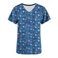 thumbnail image 4 of EGNMCR Nursing Scrub Tops for Women 4th of July Patriotic Flag Print Working Uniform Short Sleeve V Neck Workwear Blouse T shirt with Pockets, Mothers Day Gifts Summer, 4 of 5