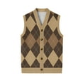thumbnail image 7 of Resicozy Mens Plaid Sweater Vests V-Neck Sleeveless Fashion Casual Cardigan Vest Fall Winter Tank Top Coffee S, 7 of 7