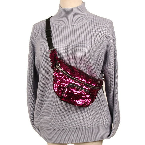 TAILTOSS 1Pcs Belt Bags for Women Rectangular Shape Rose Red Color for Leisure Activities