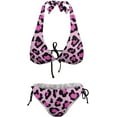 thumbnail image 5 of SKQIT Women Sexy Bikini Set Halter Side Tie Two Piece Leopard Print Swimsuit Triangle Bathing Suits, 5 of 7