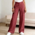 thumbnail image 6 of Womens Sweat Oants Woman Pant Ndbuld Women's Wide Leg Dress Pants High Waisted Business Casual Work Trousers With Pockets Loose Straight Leg Office Pants For Women Wine,XXXL, 6 of 9