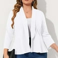 thumbnail image 4 of BSDJILFG Plus Size Boyfriend Blazer,3/4 Sleeve Lightweight Oversized Cardigan,XL-5XL Seamless Open Front Ruffle Swing Duster Jackets, 4 of 8