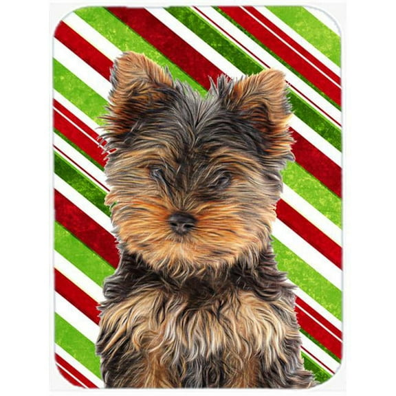 Candy Cane Holiday Christmas Yorkie Puppy & Yorkshire Terrier Mouse Pad, Hot Pad or Trivet