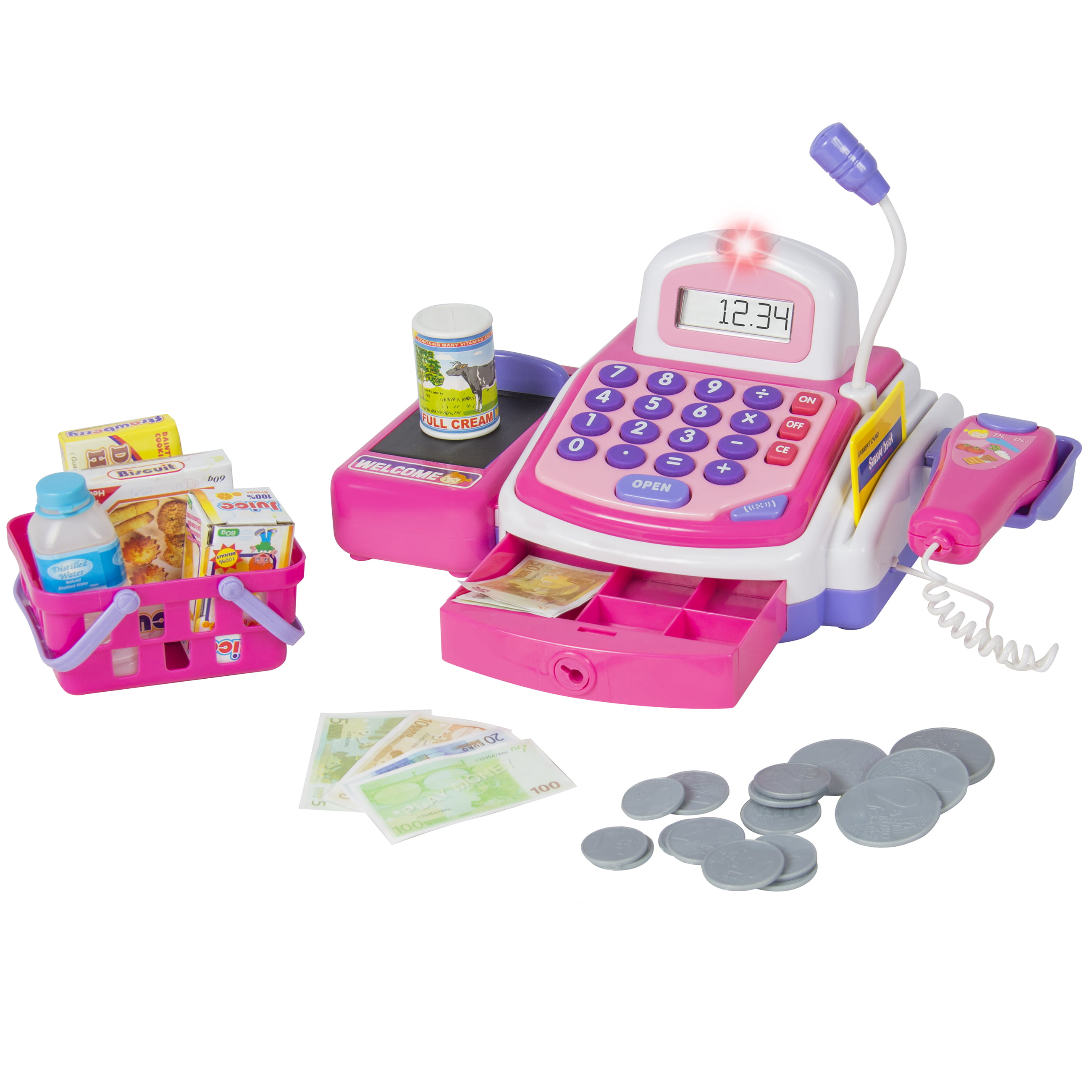Details about   Children pink Cash Register Till & Shopping Trolley Kids Role Play Toy Set 