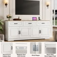 thumbnail image 2 of Blotout 70" Large Sideboard Buffet Cabinet with 3 Drawers & 4 Doors, Farmhouse Kitchen Sideboard Storage Cabinet with 8 Door Shelves & Charge Station, Coffee Bar Cabinet for Dining Room, White, 2 of 9