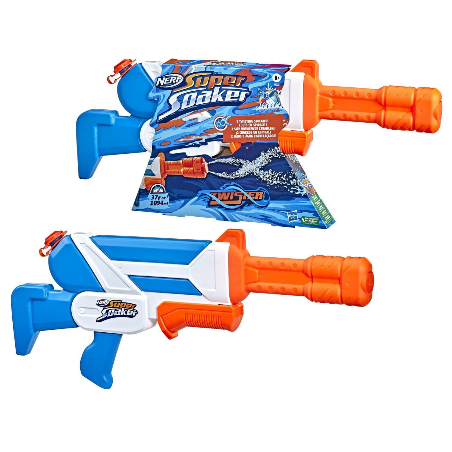 Nerf Super Soaker Twister Water Blaster, 2 Twisting Streams of Water, Pump to Fire, Outdoor Water-Blasting Fun for Kids Teens Adults