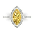 thumbnail image 2 of 2.38ct marquise cut yellow Zircon 18k white gold halo Bridal Wedding Engagement Promise Anniversary Ring for Women size 8.5, 2 of 7