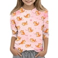 thumbnail image 3 of Grblisyd Girls Shirts 3/4 Length Sleeve Cute Animal Print Graphic Tops Crewneck Kids Casual Basic Loose Tee 7-8Y, 3 of 6